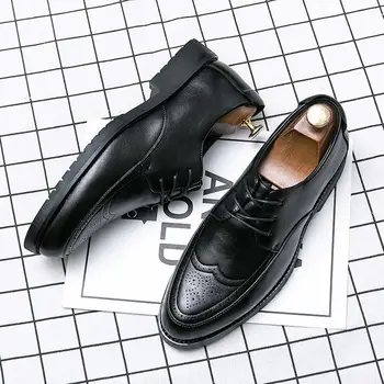 Британская мужская формальная одежда дышащая деловая обувь из натуральной кожи Мужская черная низкая верхняя женская профессиональная кожаная шнуровка sho