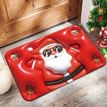 Внутренний дверной коврик коврик для входной двери Счастливого Рождества снеговик снежинка красная клетка снегопоглощающий снег ванная комната ковер для автофургона противоскользящий ковер