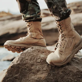 Военные Пустынные Боевые Ботинки Мужчины Летние Легкие Дышащие На открытом воздухе Скалолазание Походная Обувь Тренировочные Спортивные Армейские Тактические Ботинки