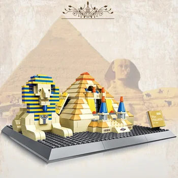 Всемирно известный строительный блок исторического и культурного наследия Сфинкс Пирамида Хафры Собрать модель кирпичной игрушки