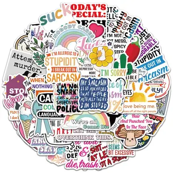 Высококачественные наклейки из ПВХ Декоративный набор наклеек для журналов Ноутбуки Чехлы для телефонов 50 прочных водонепроницаемых граффити Цитаты Слова