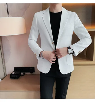  Высококачественный блейзер Мужской итальянский стиль Премиум Простая мода Элегантный деловой повседневный рабочий джентльменский костюм Приталенный пиджак