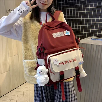 Вышитый рюкзак для женщин Модный нейлоновый водонепроницаемый рюкзак для младших школьников
