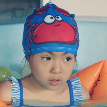 Детская шапочка для плавания Детская шапка для плавания с мультяшным принтом с дышащей высокоэластичной быстросохнущей защитой ушей для бассейна