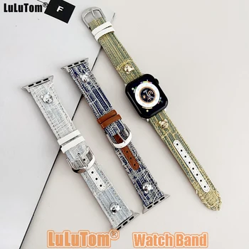 Джинсовый кожаный ремешок для ремешка Apple Watch Ultra 49 мм 45 мм 44 42 мм 38 40 41 мм Симпатичный 3D браслет с медведем Iwatch Series 9 8 7 6 SE 5 4 3