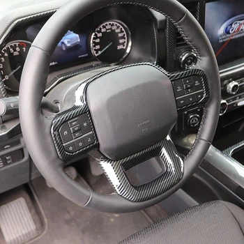Для Ford F-150 F150 2021 2022 ABS Переключатель на рулевом колесе из углеродного волокна Крышка рамы Кнопки Отделка интерьера Аксессуары для стайлинга автомобиля
