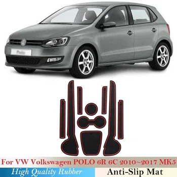Для VW Volkswagen POLO 6R 6C 2010~2017 MK5 Резиновый противоскользящий коврик Дверной паз Чашка Подставка Автомобильные аксессуары 2011 2012 2013 2014