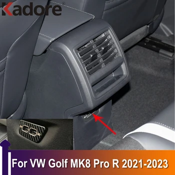 Для Volkswagen Golf 8 MK8 Pro R 2021-2023 Заднее сиденье USB Защитные чехлы Отделка рамки Отделка Аксессуары для интерьера из нержавеющей стали