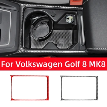 Для Volkswagen VW Golf 8 MK8 2020 2021 Авто Центральный подстаканник Украшение рамки Отделка Углеродное волокно Аксессуары для интерьера автомобиля