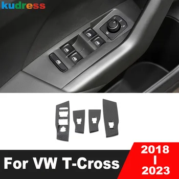 Для Volkswagen VW T-Cross Tcross 2018 2019 2020-2023 Карбоновый автомобиль Подлокотник Подлокотник Окно Подъем Переключатель Кнопка Панель Крышка Отделка