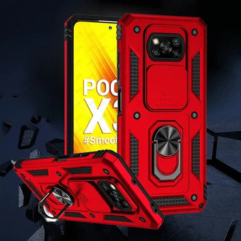 Для Xiaomi Poco X3 NFC X4 GT X5 Pro 5G Чехол Военная броня Подставка Скользящая линза Защита Fundas для Poco C40 C50 F3 F4 M3 M4 M5 M5S