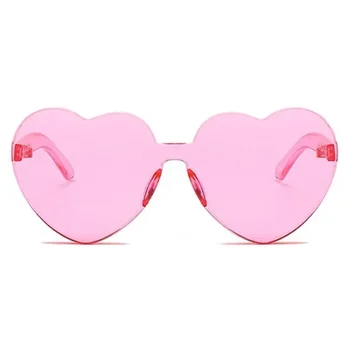  Желейный цвет Бескаркасный тип сердца Цельные очки Ослепительный цвет Женские солнцезащитные очки Индивидуальность Мужские солнцезащитные очки на открытом воздухе
