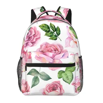Женский рюкзак Розовые розы Школьная сумка для мужчин Леди Дорожная сумка Повседневный школьный рюкзак