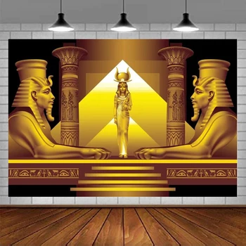 Золотой Египет Храм Фон Дворец Зал Лестница Пирамида Фараон Сфинкс Королева Фото Фон Вечеринка Декор Дети Взрослые Портрет