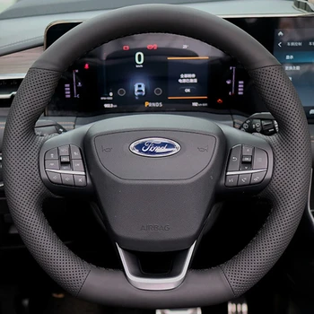 Изготовленный на заказ чехол для оплетки рулевого колеса автомобиля Натуральная кожа 100% подходит для Ford Focus ST ST-Line 2019-2020 Fiesta ST ST-Line 2018-2019