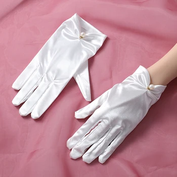 Изысканные простые перчатки, Тюлевое короткое свадебное платье, Свадебное платье, Белые эстетичные французские жемчужные перчатки невесты