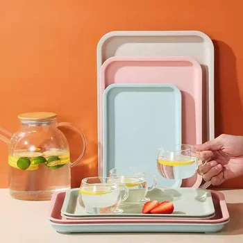 Изысканный Nordic Creative Многофункциональный прямоугольный пластиковый сервировочный поднос Кухонный органайзер Домашняя кухня Фруктовый десертный поднос