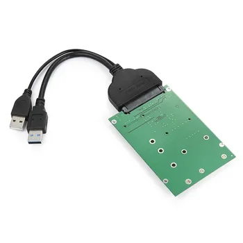 КабельCC USB 3.0 - SATA 22-контактный 2,5-дюймовый жесткий диск к 2 в 1 Combo Mini PCI-E 2-полосный адаптер M.2 NGFF mSATA SSD