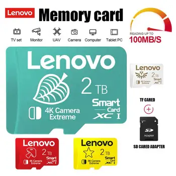 Карта памяти Lenovo SD 512 ГБ Карта Micro TF/SD 1 ТБ 2 ТБ Class 10 Высокоскоростная флэш-карта A2 TF 128 ГБ 256 ГБ для камеры 4K