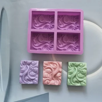 Квадратный рельефный цветок Силиконовая форма для мыла 3D Волна Узор Ручная Работа Мыловарение Принадлежности DIY Шоколад Торт Украшение Инструменты для выпечки