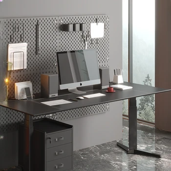 Киберспортивный стол, двойной кожаный рабочий стол, электрический лифт, офисный свет люкс, современный, компьютер N4