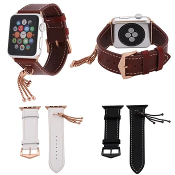 Кисточки Ремешки для часов из натуральной кожи для Apple Watch Series 1 2 3 4 5 Ремешок Металлическая пряжка Воловья кожа Ремешок 44 мм 40 мм 42 мм 38 мм