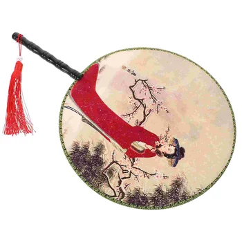 Китайский круглый ручной веер с кисточкой классический древний дворец весло