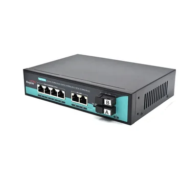 Коммутатор Wanglink POE 4 порта POE + 2 UPLINK+2 коммутатора SC POE для видеонаблюдения IEEE802.3af/at подходит для видеонаблюдения, NVR