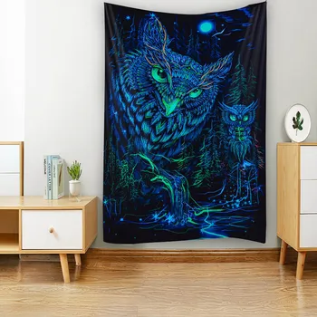 Красочный психоделический гобелен совы богемный хиппи искусство научная фантастика украшение комнаты волшебство дом стена украшение одеяло