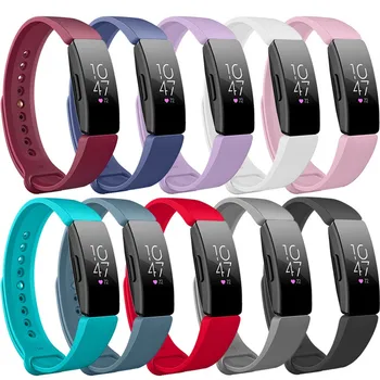 Красочный спортивный браслет Модная группа Большой мягкий силиконовый сменный ремешок для часов Совместимый с Fitbit Inspire/Inspire Hr