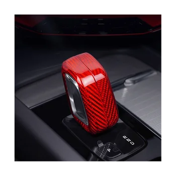 Крышка ручки переключения передач автомобиля для Volvo XC60 S90 C40 XC90 V90 2022 Аксессуары из углеродного волокна Наклейка на внутреннюю отделку (красный)