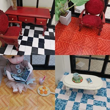Кукольный мини-деревянный пол Модель для кукольного домика Кухня Ванная комната Гостиная Спальня Аксессуары для украшения