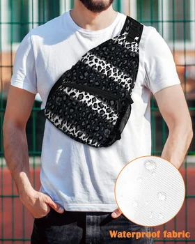  Леопардовый принт Черная белая полосатая нагрудная сумка для мужчин Повседневная спортивная сумка через плечо Женская дорожная водонепроницаемая сумка-мессенджер