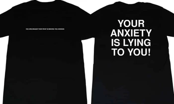 Летние хлопковые повседневные уличные футболки Ваша тревога лежит Двусторонняя мужская футболка с принтом Цитаты о психическом здоровье Футболка
