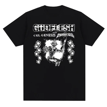 Летняя футболка с дизайном одежды Мужские женские футболки оверсайз Godflesh Metal Band с принтом Стиль Харадзюку 100% хлопок Уличная одежда Топ