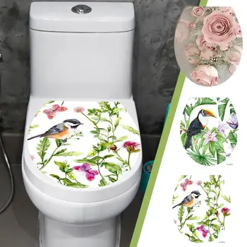Лист Растения Цветок Туалетная наклейка ПВХ Водонепроницаемые самоклеящиеся настенные двери Окна ванной комнаты Стеклянное цветочное украшение комнаты Deca Q5C4