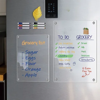 Магнитный календарь Белая доска Ручка Сухое стирание Календарь Холодильник Магнитный прозрачный акриловый блокнот для списка продуктов