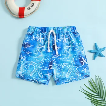 Мальчики Симпатичная морская звезда Принт Быстросохнущие брюки для плавания для пляжного отдыха Детский купальник Пляжные шорты Для детей Плавки