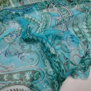 Металлическая шелковая ткань Шелковая шелковая парча с люрексом Парча шириной 138 см Мягкий шифон для платья Материал шарфа