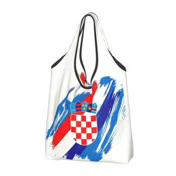 Модный флаг Хорватии Шоппинг Сумки Портативный Хорватский Патриотический Гордый Продуктовый Шоппер Сумка