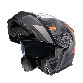 Мотоциклетный шлем с двойным козырьком Модульный откидной полнолицевой шлем для взрослых мужчин и женщин Одобрено DOT ECE