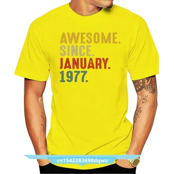 Мужская забавная футболка Модная футболка Потрясающая с января 1977 года Винтажная версия Женская футболка