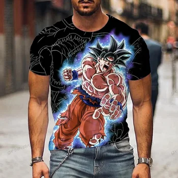 Мужская одежда Dragon Ball Z Топы Оверсайз Мужская 3D футболка Мода Goku Рубашки Новые футболки 110-6XL Тенденция уличной моды