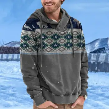Мужская толстовка с капюшоном Мода Кулиска Анти-пиллинг Свободный стиль Пуловер с капюшоном Топ Уличная одежда