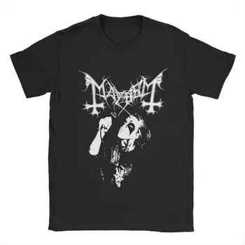Мужская футболка Mayhem Death Metal Потрясающая футболка из чистого хлопка Футболка с коротким рукавом Музыкальная группа Футболка с круглым вырезом Топы Графика