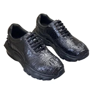  Мужские новые деловые модные кроссовки на шнуровке Высокое качество Досуг Роскошная спортивная обувь Натуральная кожа Повседневная уютная обувь для бега