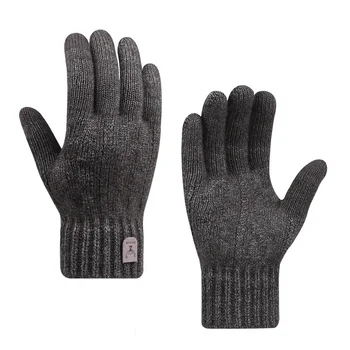 Мужские теплые перчатки Зимние теплые трикотажные перчатки Сенсорный экран плюс флисовые перчатки Езда на велосипеде для предотвращения холода