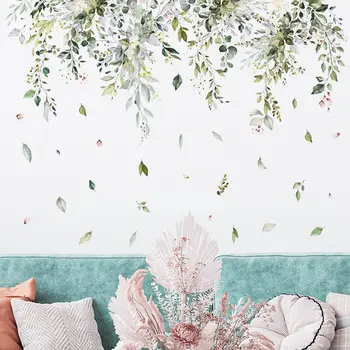  Наклейки на стены с цветами растений и ветками для самоклеящихся и съемных наклеек на стены для гостиной, спальни, комнаты