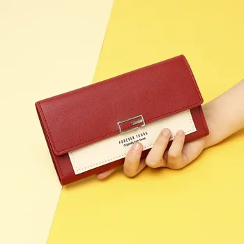 Новая корейская версия женского кошелька Длинная многофункциональная трехстворчатая сумка Женская ручная сумка Мультикарточный кошелек для монет