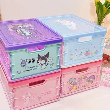 Новая коробка для хранения Sanrio Kawai Cinnamorroll Mymelody Kuromi Женская мультяшная складная шкатулка для драгоценностей Детская коробка для хранения игрушек Подарок